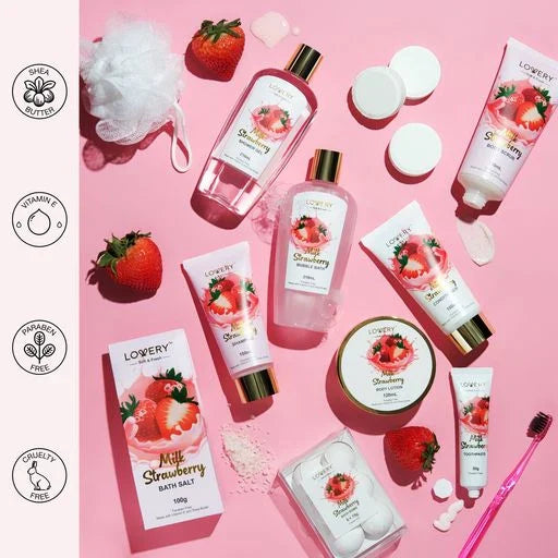 Home Spa Kit Gift Set - Strawberry Milk Bath Set, 25 Pieces