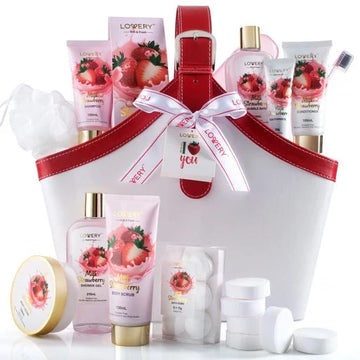 Home Spa Kit Gift Set - Strawberry Milk Bath Set, 25 Pieces
