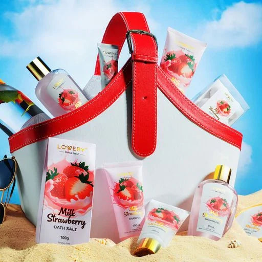Home Spa Kit Gift Set - Strawberry Milk Bath Set, 25 Pieces