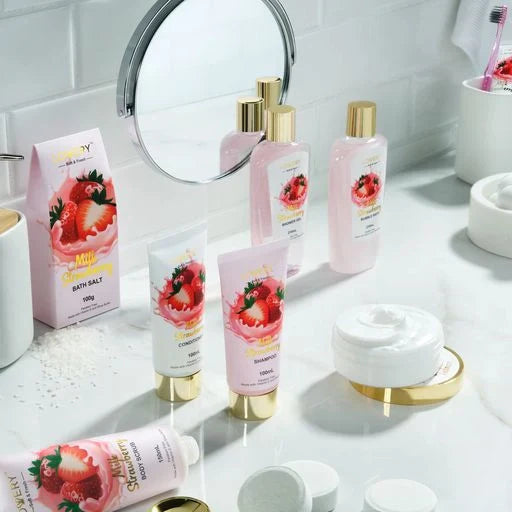 Home Spa Kit Gift Set - Strawberry Milk Bath Set, 25 Pieces
