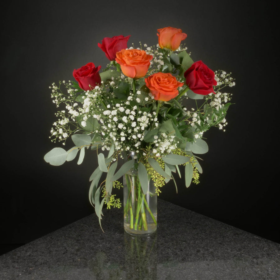  6 Roses / Vase / Fancy